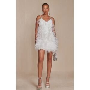 NWT $1300 Cult Gaia Zariah white Feather Dress Sz XS NEW Bridal Wedding Party